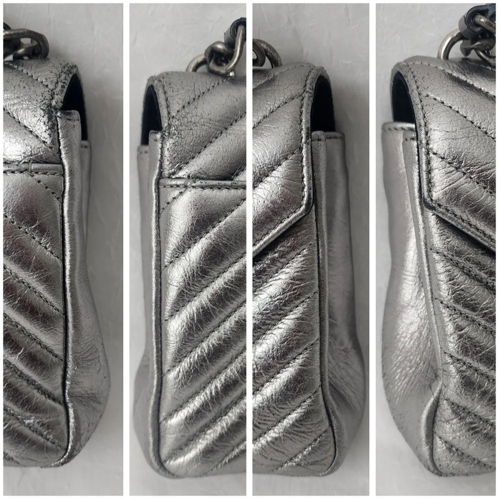 Auth YSL Saint Laurent Classic Monogram College Metallic Bag - Picture 8 of 11